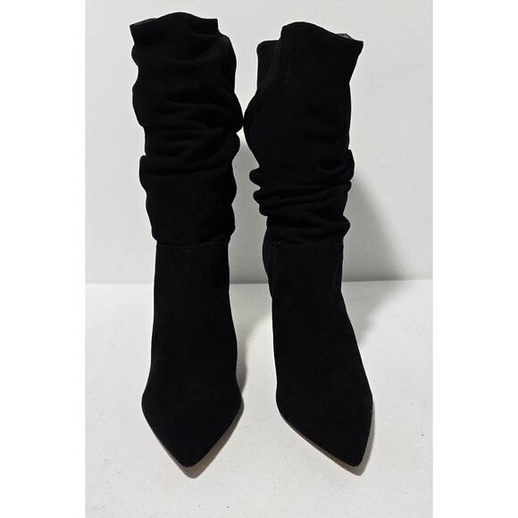 Schutz Ashlee Up Boots Suede Leather Black 9 B Slouchy Stilettos - Picture 3 of 10